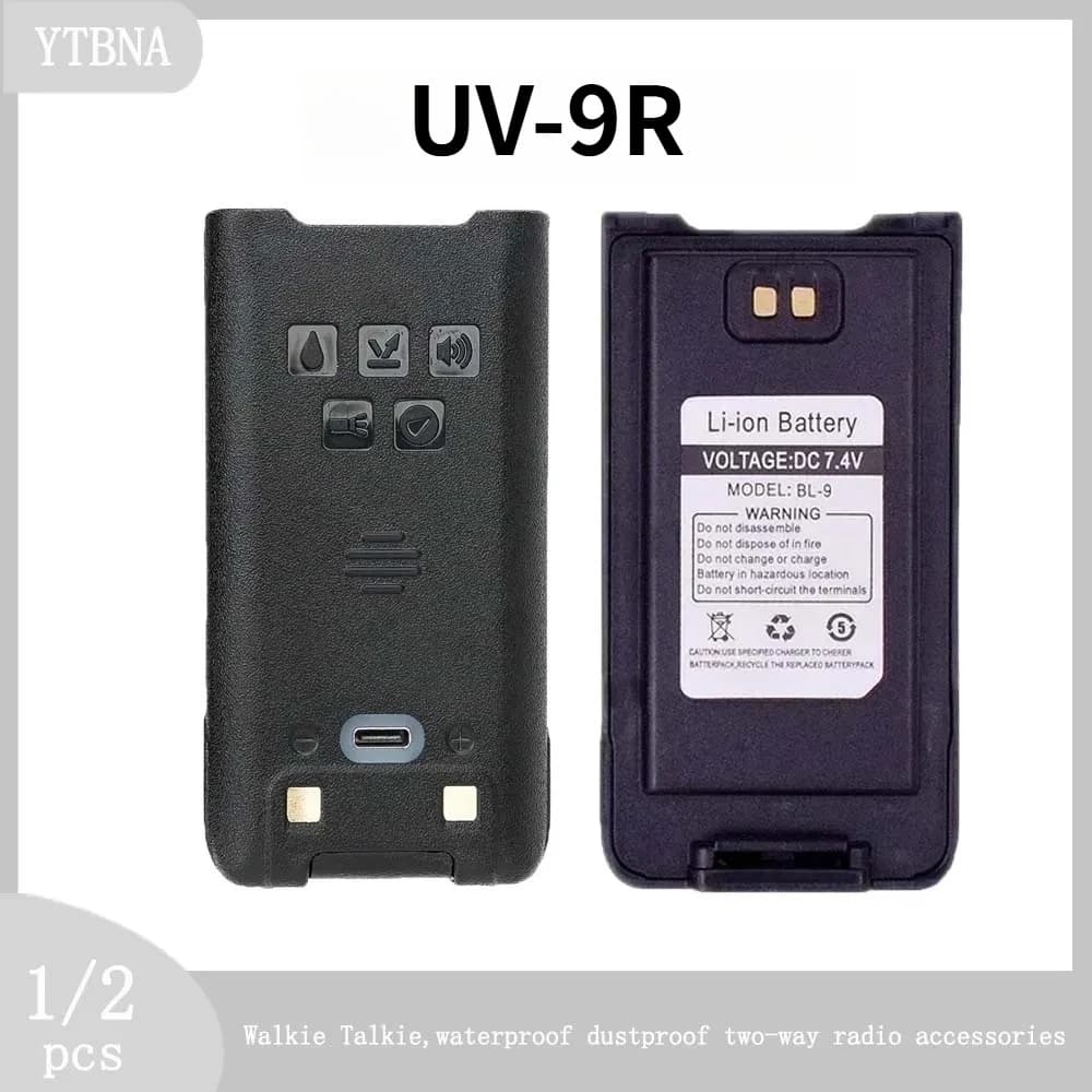 Compatibile con Baofeng UV-9R 8000mAh Batteria ricaricabile per Walkie Talkie Accessori radio bidirezionali antipolvere impermeabili
