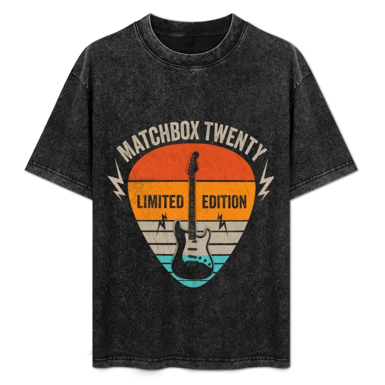 T-shirt vintage Matchbox Name Guitar Pick in edizione limitata, t-shirt in cotone morbido con stampa