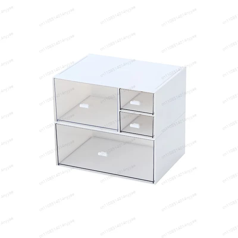 Organizzatore da Scrivania Modulare in Acrilico - Scatola Portaoggetti Trasparente con Coperchio per Ufficio e Casa, Vassoio Elegante Multi-Scomparto