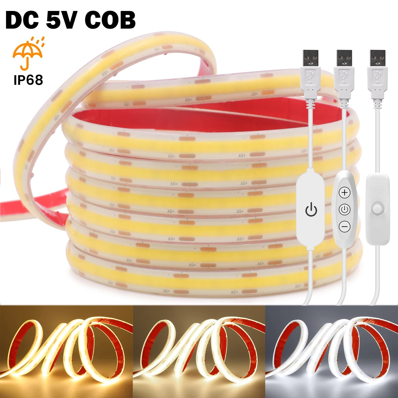 5V COB LED Strip IP68 Waterproof 320Leds/m RA90 Dimmable Linear Lighting 3000K 4000K 6000K LED COB Strip for PC TV Backlight