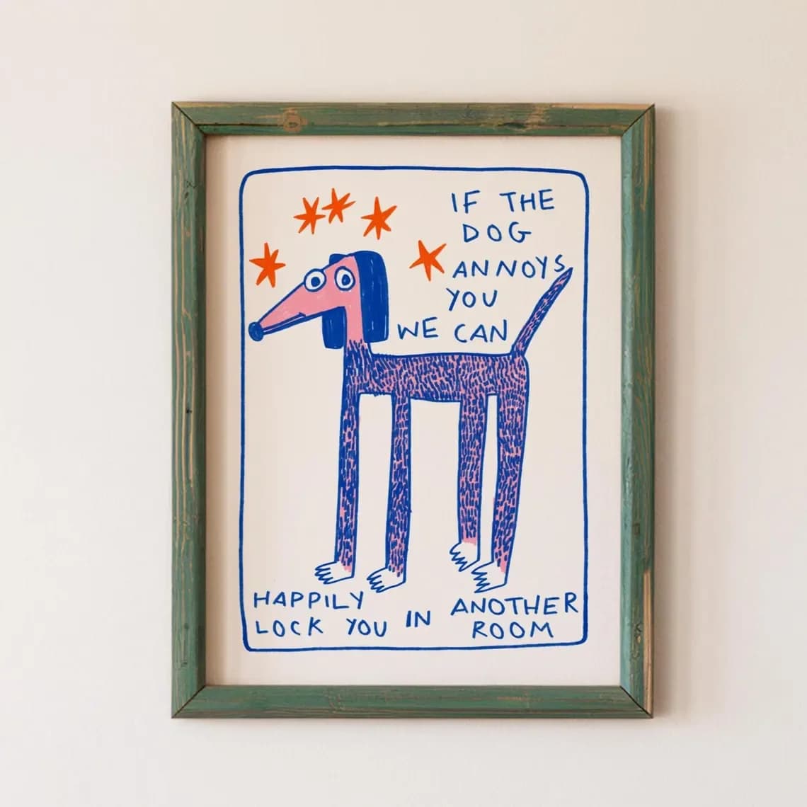 Dog Overload" Humorous Pet Parent WALL ART PRINT DECOR – Relatable Quote & Whimsical Dog Illustration, a Fun Pick for Dog Owners