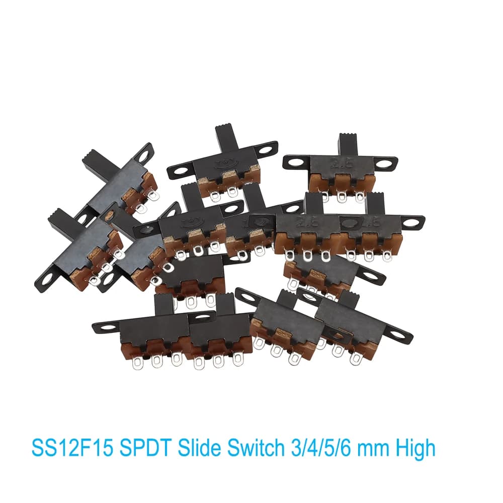 10 pz SPDT Mini Micro interruttore A scorrimento 50V 0.5 A SS12F15 Toggle interruttore A scorrimento verticale montaggio A pannello PCB Arduino elettronico 3/4/5/6mm
