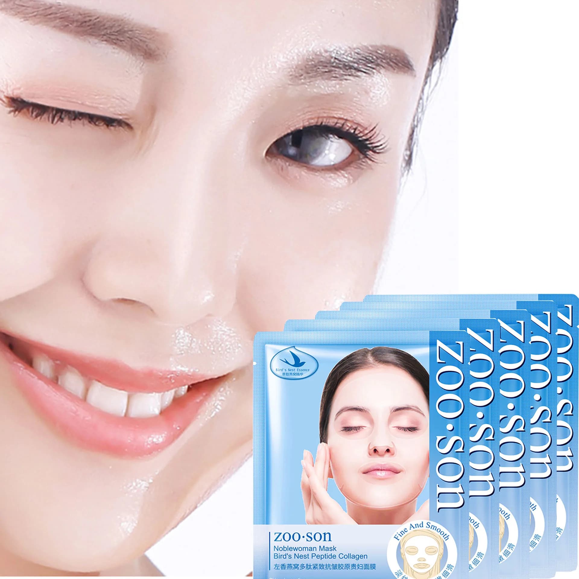 Maschera in Foglio al Collagene Peptidico per Donna, Idratante e Illuminante, Ringiovanimento della Pelle, Maschera Idratante per la Cura della Pelle