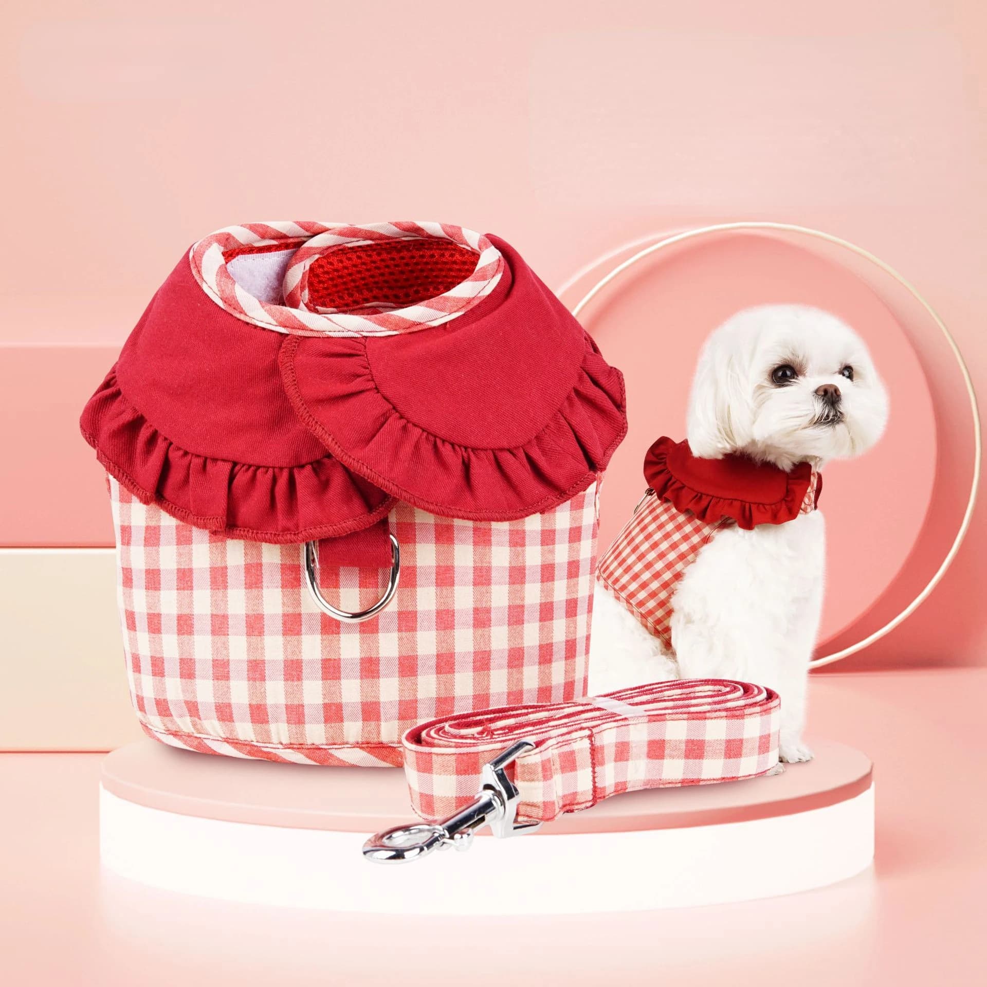 Cane Plaid fascia toracica bavero pizzo gilet Pet trazione corda cane gatto petto cinturino piccolo cane gilet-stile pomerania orsacchiotto cane corda