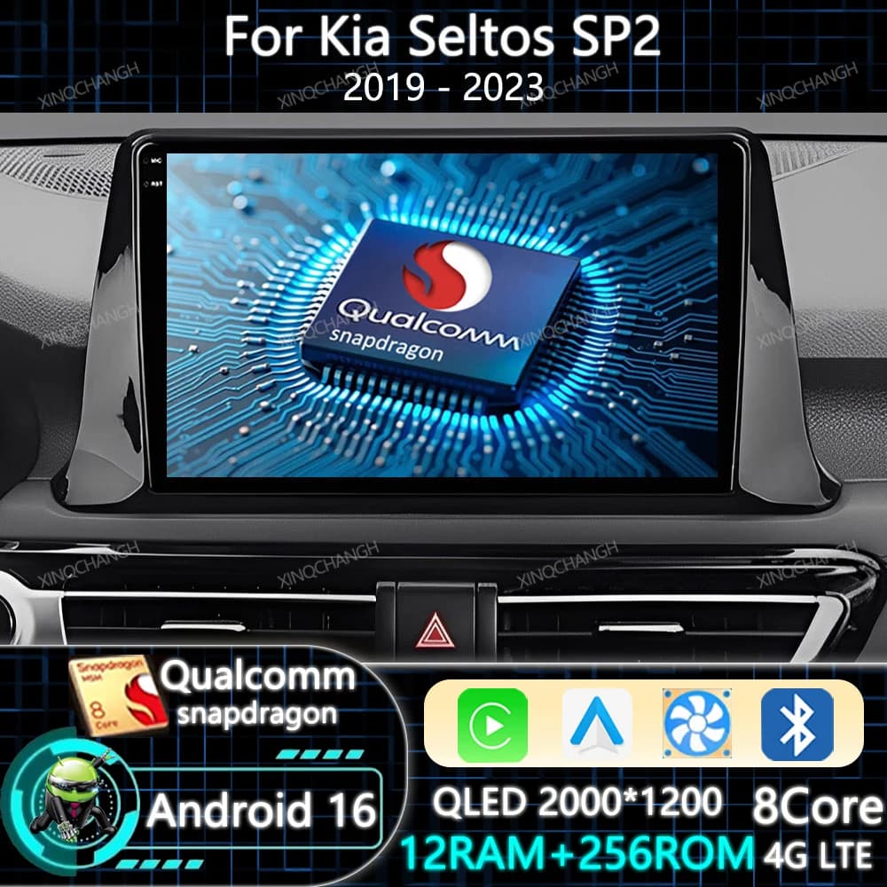 Android 15 Autoradio Per Kia Seltos SP2 2019 - 2023 Carplay Auto Multimedia Stereo Video Player 2DIN BT Qualcomm 4G LTE 5G WIFI
