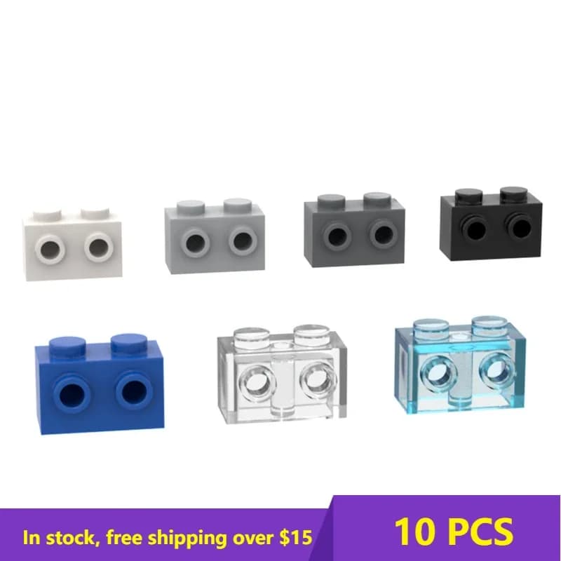 10 Pezzi Mattoncini 1x2 con Adattatore, Blocchi da Costruzione Classici per Modellismo Urbano, Giocattoli per Bambini