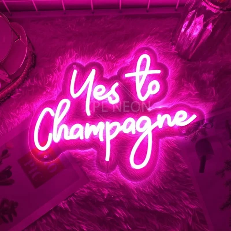 Sì al champagne Luce al neon Led ARTE Decorazioni per feste Insegna al neon Decorazioni per camera da letto Bar Salone per feste Luce al neon Decorazione da parete champagne