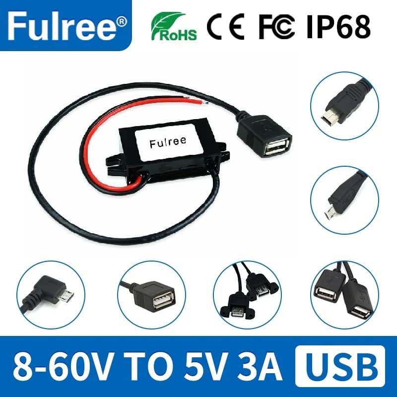 Tipo C USBC Mini Micro USB 12V 24V 36V 48V Converti in 5V 3A Caricatore per telefono per auto DC DC Step Down Buck Converter da 12 Volt a 5 Volt