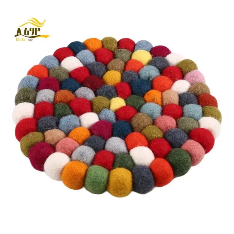A69P-Handmade Colored Wool Felt Singing Bowl Mat Buddhist Tibetan Singing Bowls Round Mats Percussion Instruments Accessories