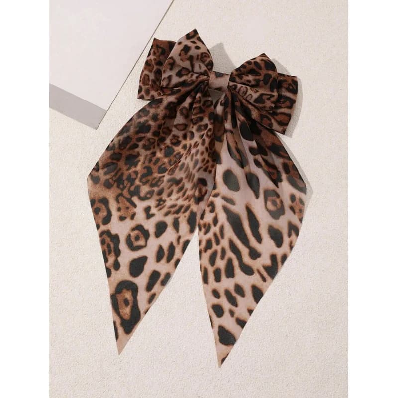 1 graziosa molletta per capelli con fiocco con stampa leopardata – giocosa e alla moda per l'uso quotidiano e come regalo.