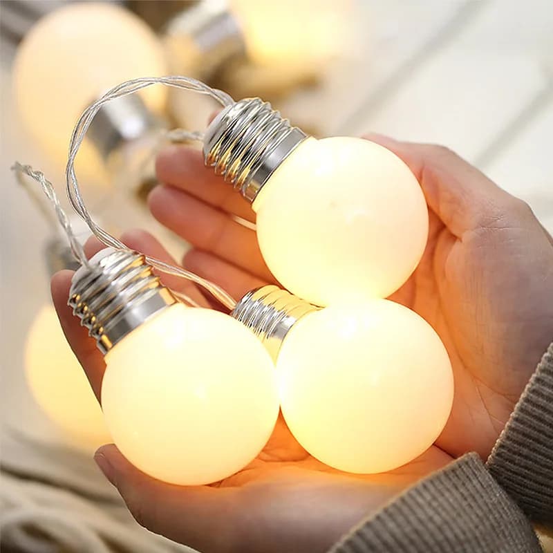 10 luci a stringa a LED Fata G50 Lampada a sfera a bolle grandi Illuminazione natalizia Ghirlanda Batteria USB per interni per la decorazione di nozze di Natale