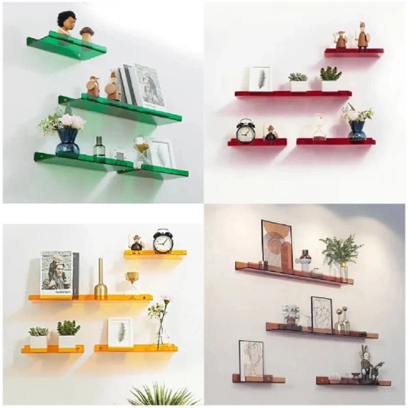 Mensola galleggiante in acrilico colorato, libreria a parete, espositore angolare, stanza, bagno, mensola portaoggetti da cucina, 8 colori