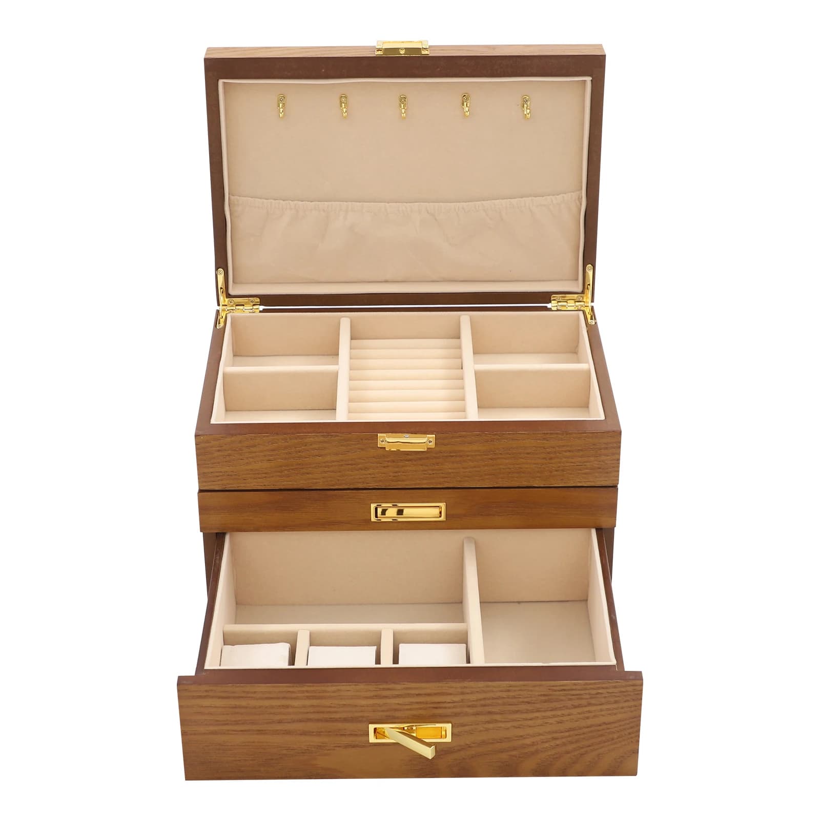 3 Layer Brown Jewelry Box Jewelry Box Jewellery Rings Necklace Bracelet 28*19*18 cm
