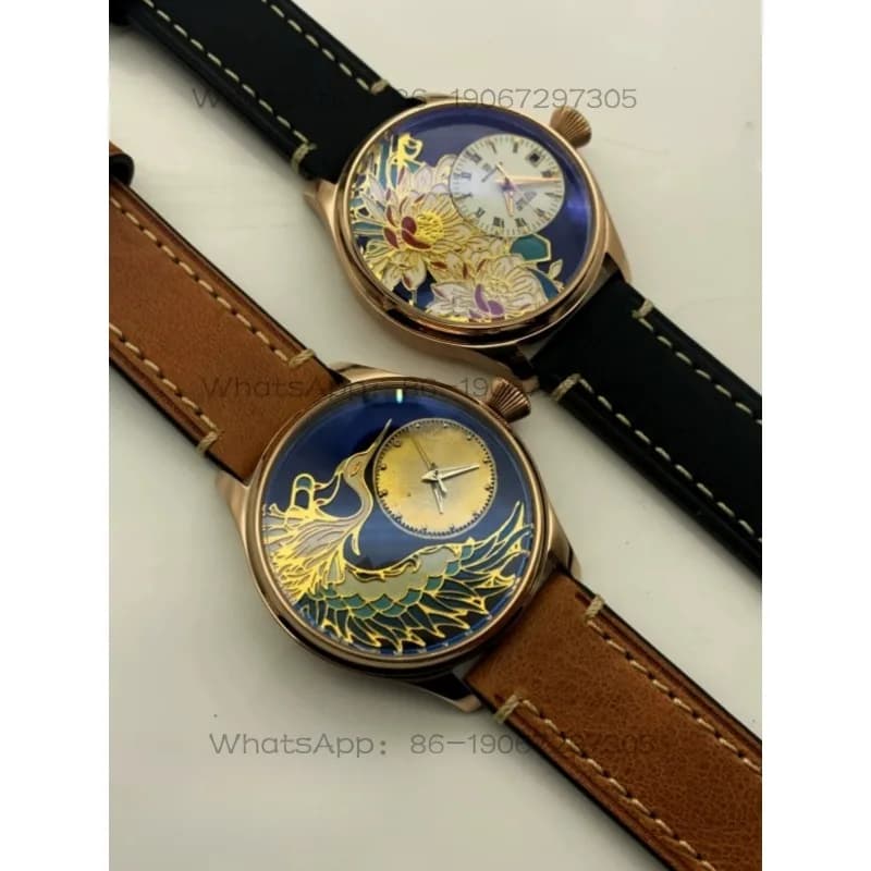 ertyiHandmade filigree dial retro Chinese style automatic mechanical watch personalized original men's leather strap watch