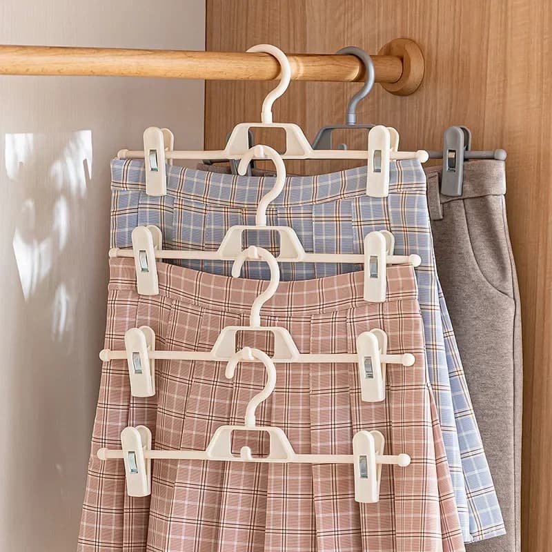 3/6Pcs Attachable Pants Coats Rack skirt with clip anti slip pants drying coat hangers space storage organizer closet