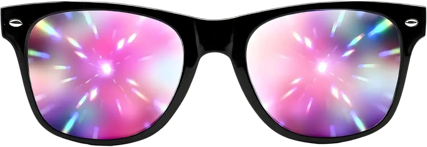 Occhiali 3D a Prisma per Effetto Arcobaleno EDM - Design Nero