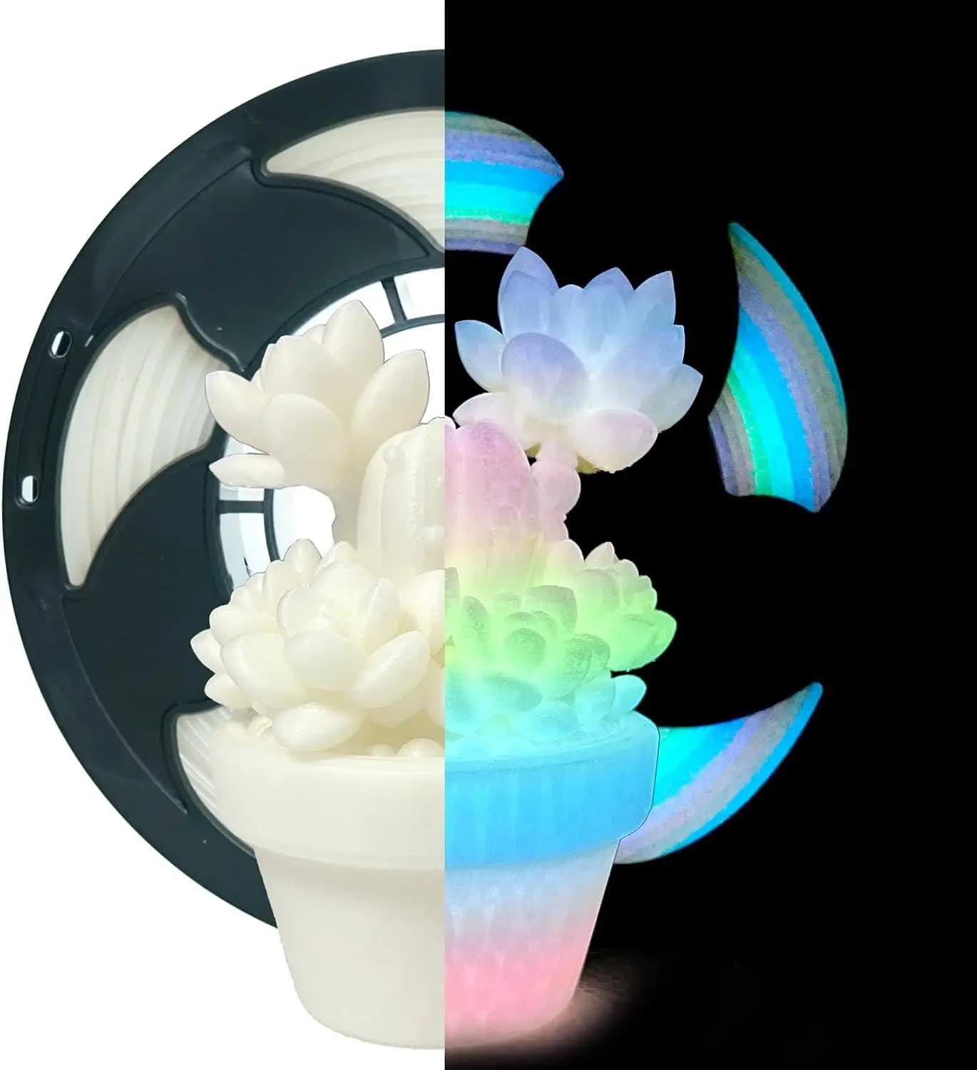 Filamento PLA 1.75mm Luminoso con Gradiente Arcobaleno, Filamento Vibrante per Stampante 3D, Bobina Piccola da 0.25kg per Stampa 3D