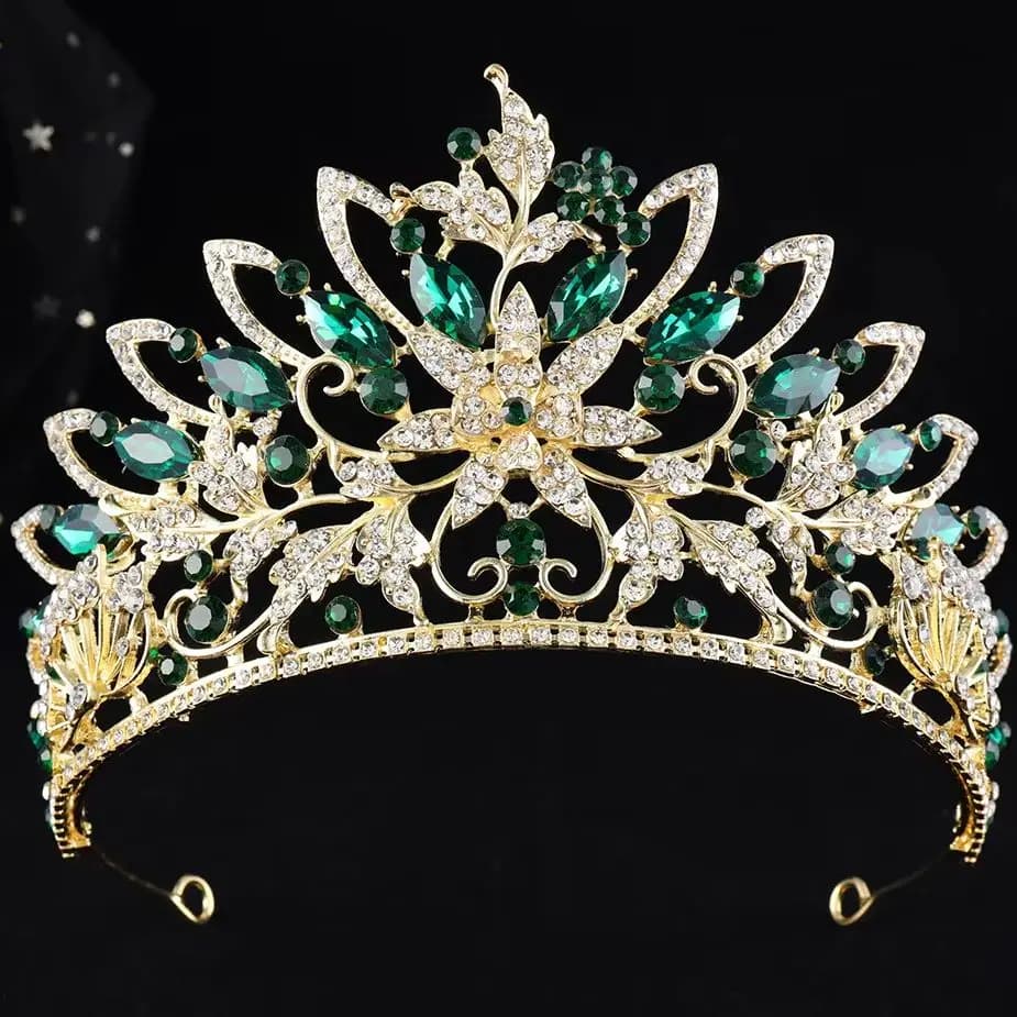 DIEZI Nuova elegante tiara di lusso con perline di cristallo e fiori per donne e ragazze, accessori per capelli con corona da regina per feste di matrimonio
