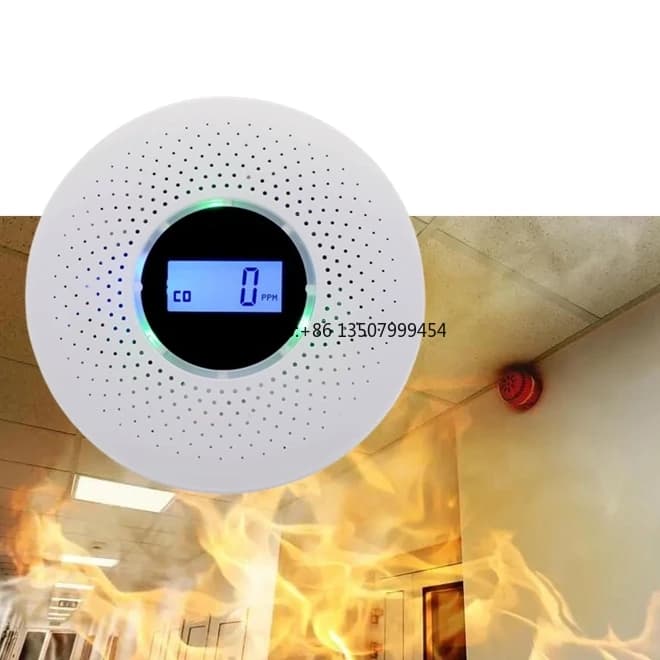 Allarme CO+Rilevatore di Fumo 2 in 1, Rilevatore Domestico di Monossido di Carbonio e Fumo con Display LCD a Batteria