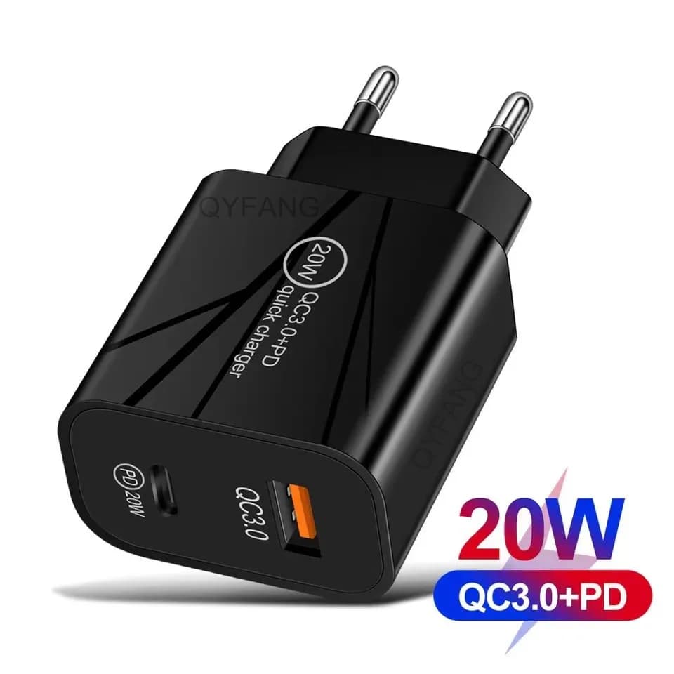 PD3.0 USB Charger QC3.0 Fast Charger Quick Charge 3.0 PD20W Wall Adapter 9V 12V Type C Charger Travel Mobile Power Bank Charger