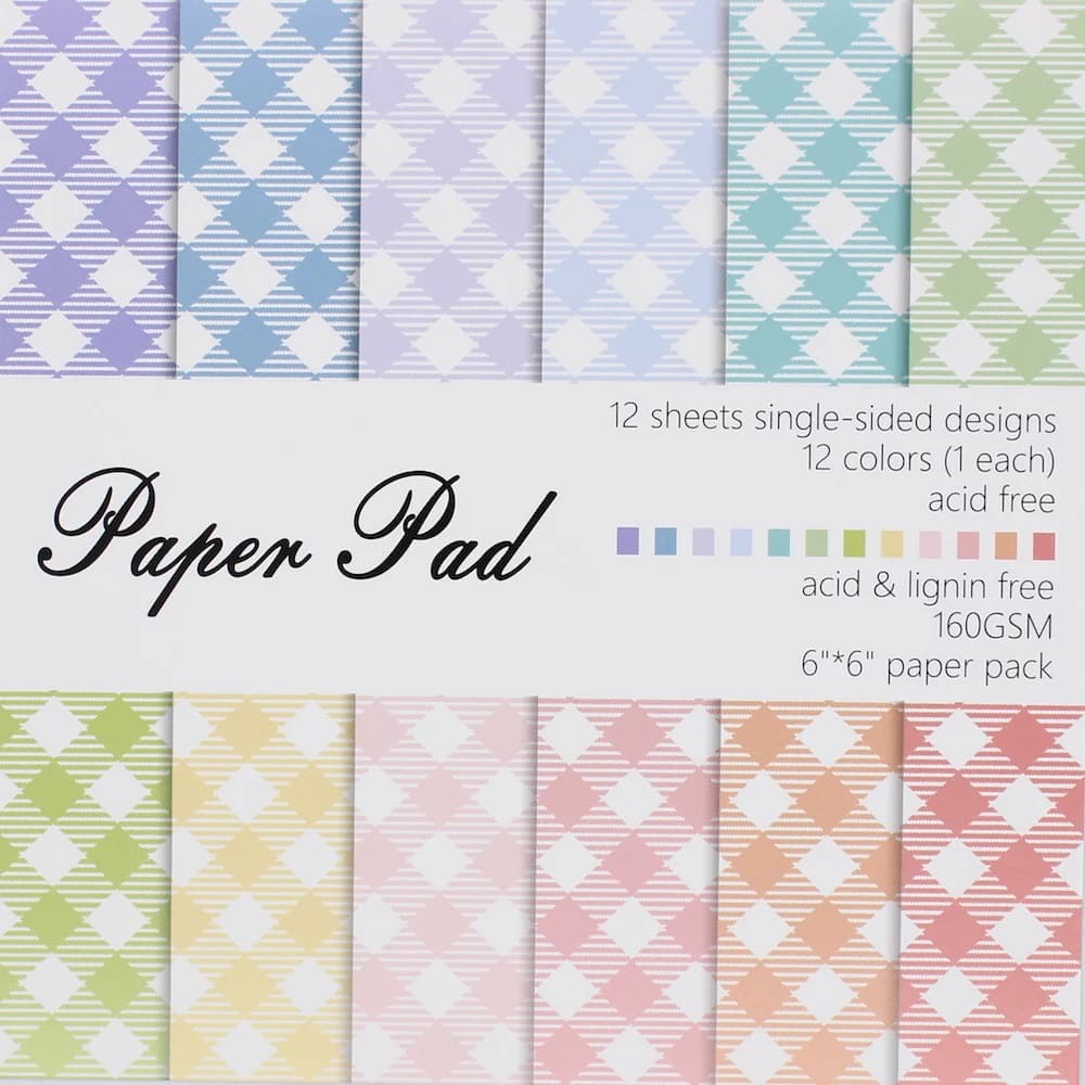 KSCRAFT 6" Single-side Printed Gingham pattern creative papercraft art paper handmade scrapbooking kit set books
