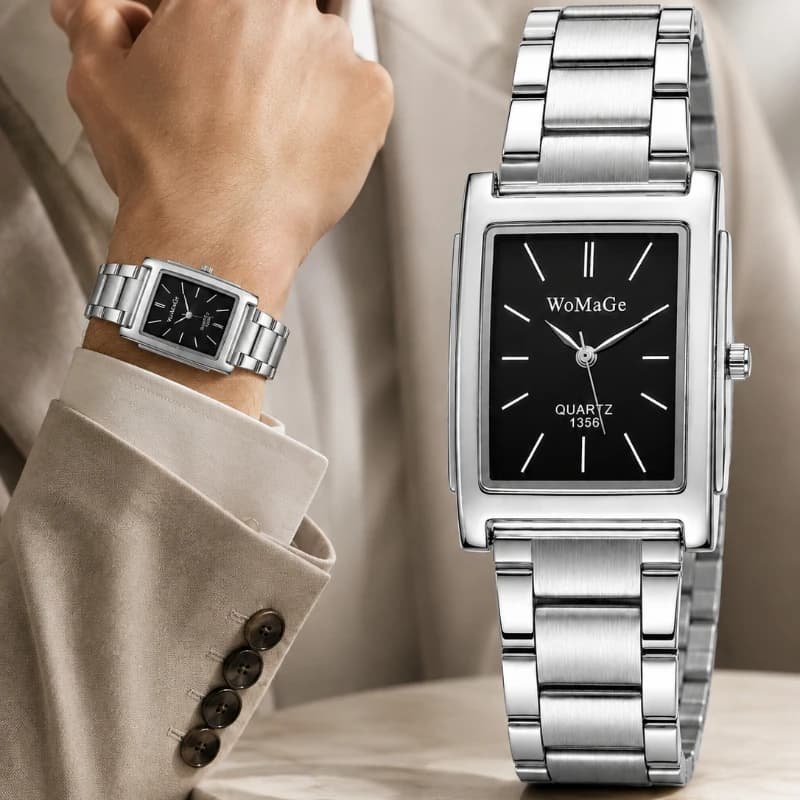 Luxury Stainless Steel Men Watch Fashion Simple Square Analog Quartz Wristwatch For Man Casual Business Male Clock Montre Homme