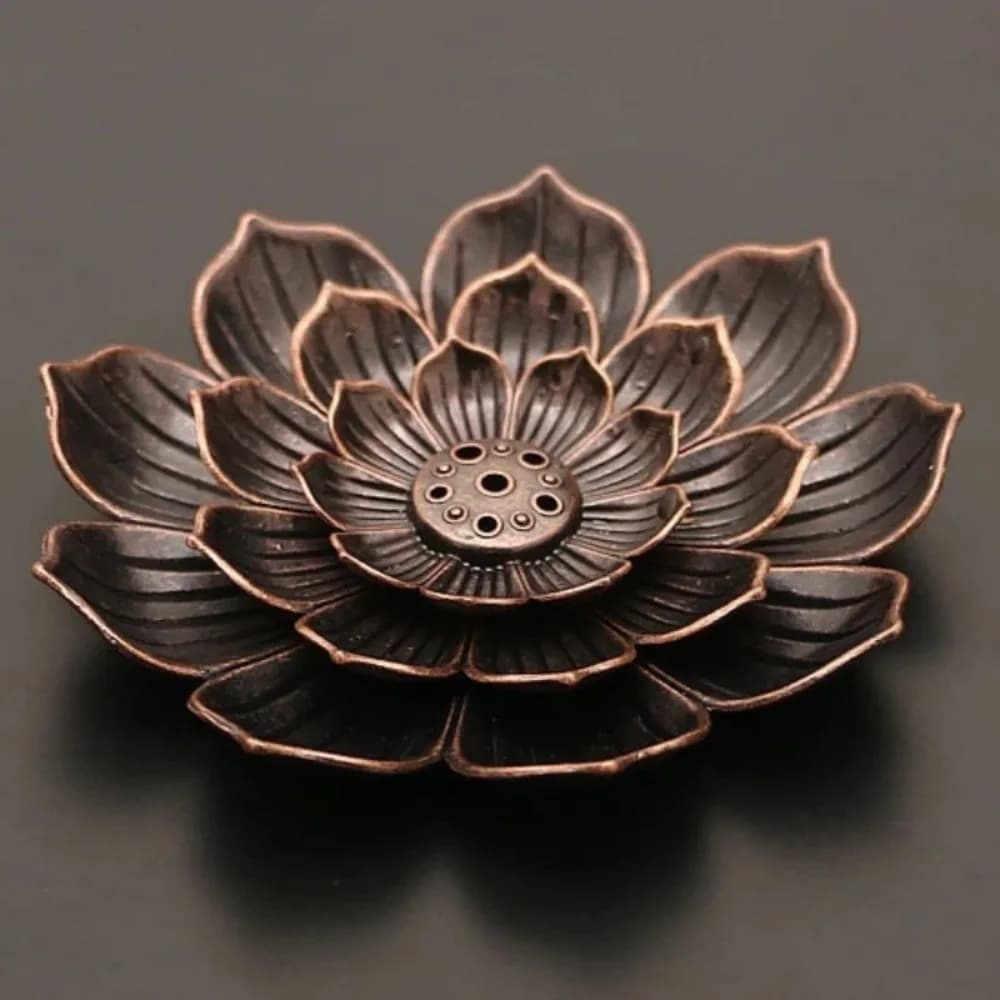 Antique Bronze Lotus Incense Burner Multi Hole Aromatic Home Decor Zen Meditation