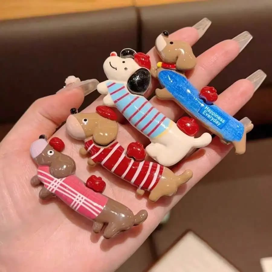 1 Pezzo Grazioso Fermaglio per Capelli a Forma di Bassotto per Ragazze, Molletta in Resina a Cartone Animato con Motivo Divertente, Accessorio per Capelli per Uso Quotidiano, Idea Regalo