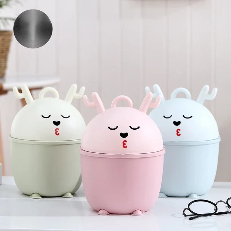 Simpatica ragazza camera da letto dormitorio creativo portapenne cestino di carta scatola di immagazzinaggio con coperchio adesivo gratuito pattumiera Kawaii