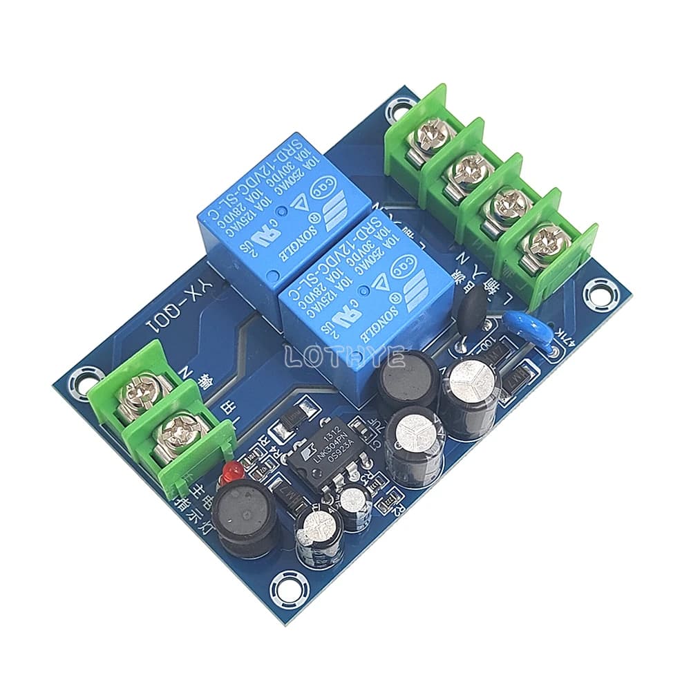 Modulo interruttore di alimentazione automatico a 2 canali 220V 10A Scheda di trasferimento commutatore di spegnimento a doppio ingresso Alimentatore di backup di emergenza