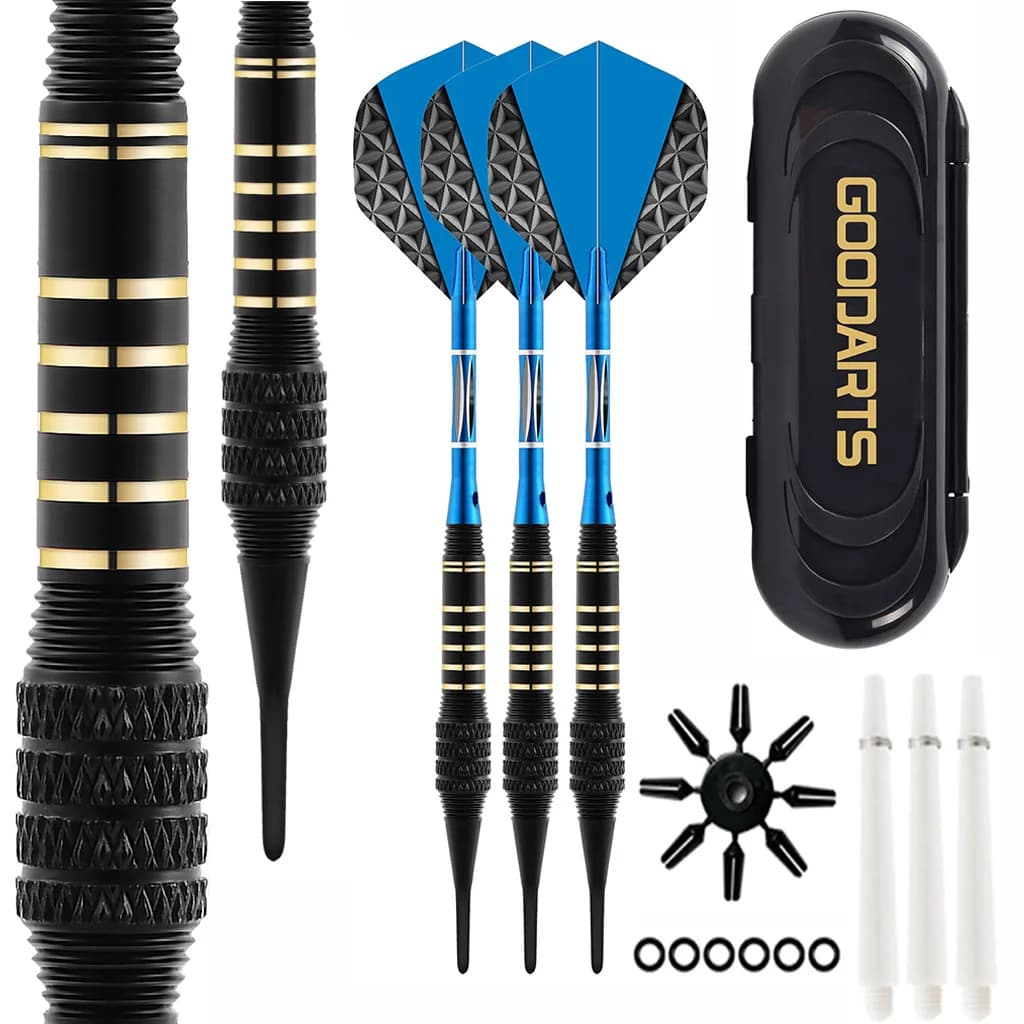 Premium Brass Soft-Tip Dart Game Kit Complete Accessories Portable Carry Box Indoor Game Toy for Home Party & Holiday Present