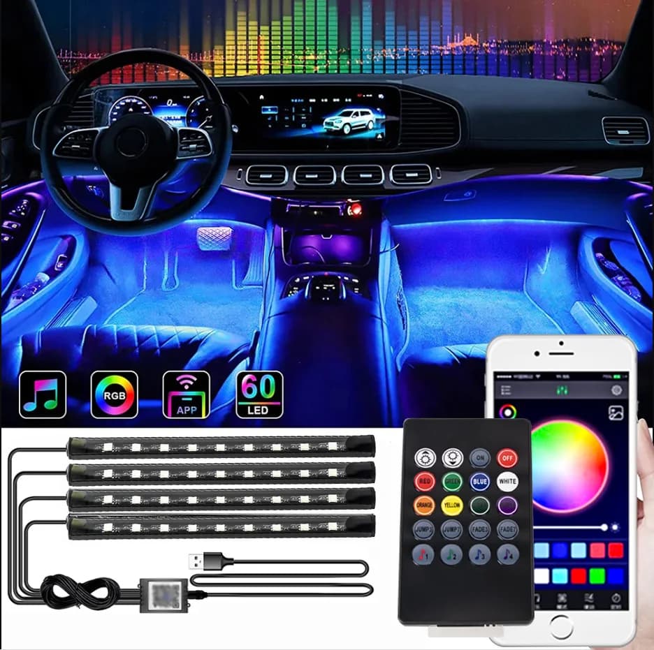 Lampada ambientale per auto a LED Decorazione per interni auto Strisce LED Lampada impermeabile 5V/12V Striscia universale per luce del piede dell'auto Automotive