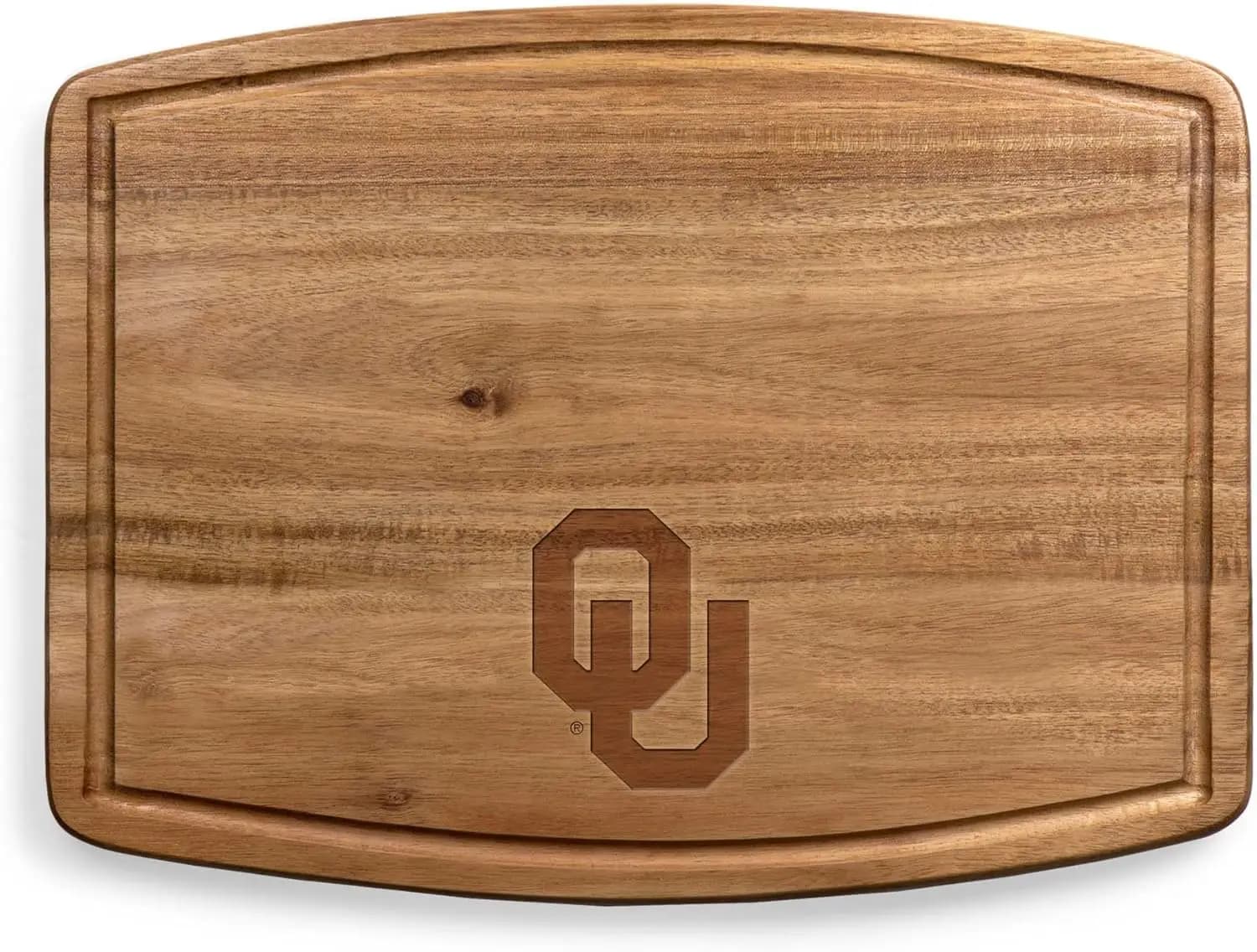 Tagliere Oval in Acacia NCAA wood, Tagliere Set for Salumi con Scanalatura Collect-Gocce, Vassoio di Portata in Legno (Acacia wood)