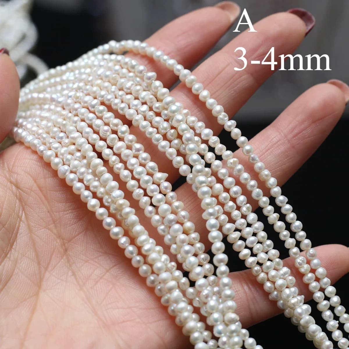 3-4mm A D'acqua Dolce Naturale 100% Bianco Perla Irregolare Perlina Regalo Bene Donne per la Produzione di Gioielli FAI DA TE Collana Bracciale Accessori