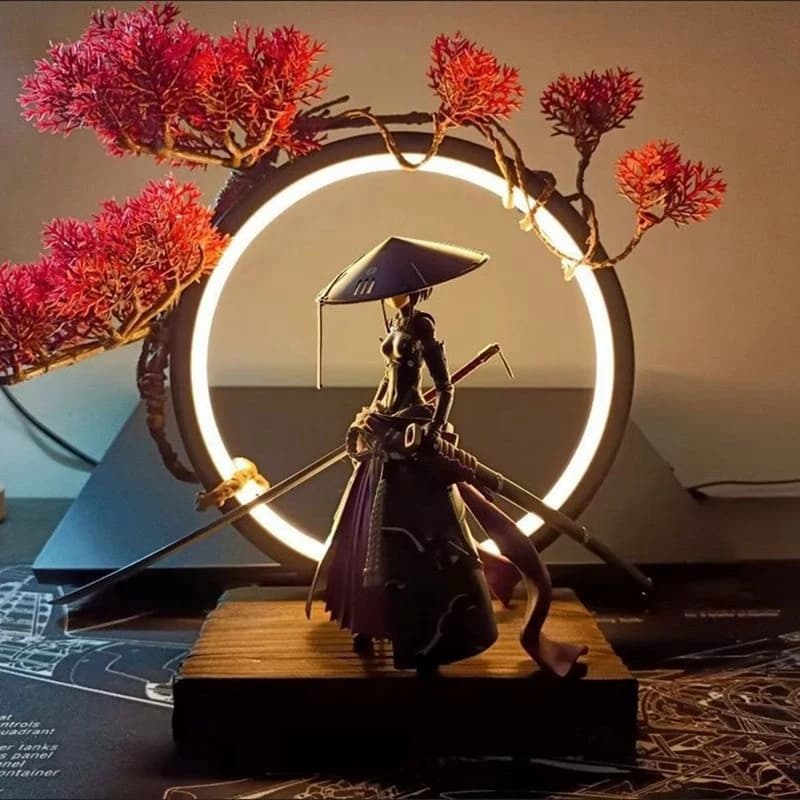 Nuovo stile cinese lampada a LED anello ornamento carattere sfondo luce decorazione della casa luce d'atmosfera in acero rosso-SPMI