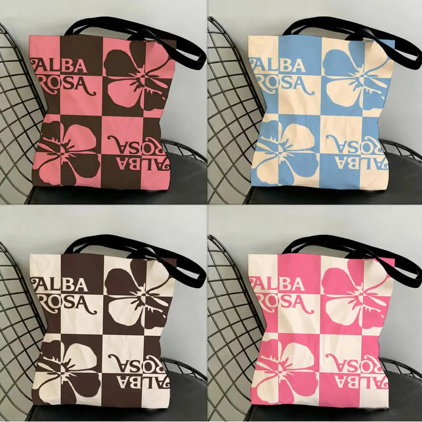 Borse portaoggetti Fashion A-ALBA R-ROSA in tela con stampa fronte-retro, borsa a tracolla alla moda, borsa shopping, regalo, borse ecologiche
