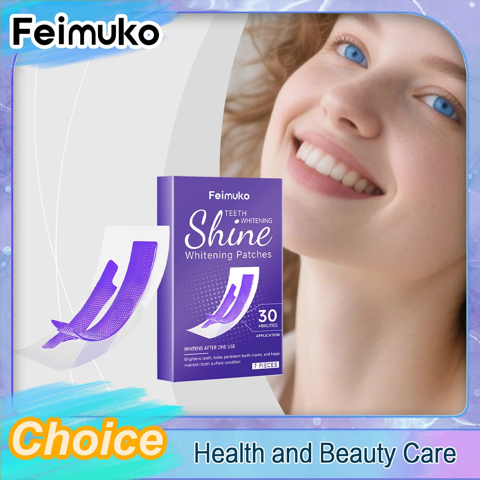 Feimuko Glossy Teeth Care Patch Cura delicata per pulire i denti e le macchie Patch portatile per la cura orale fresca e portatile Confezionato singolarmente Nuovo