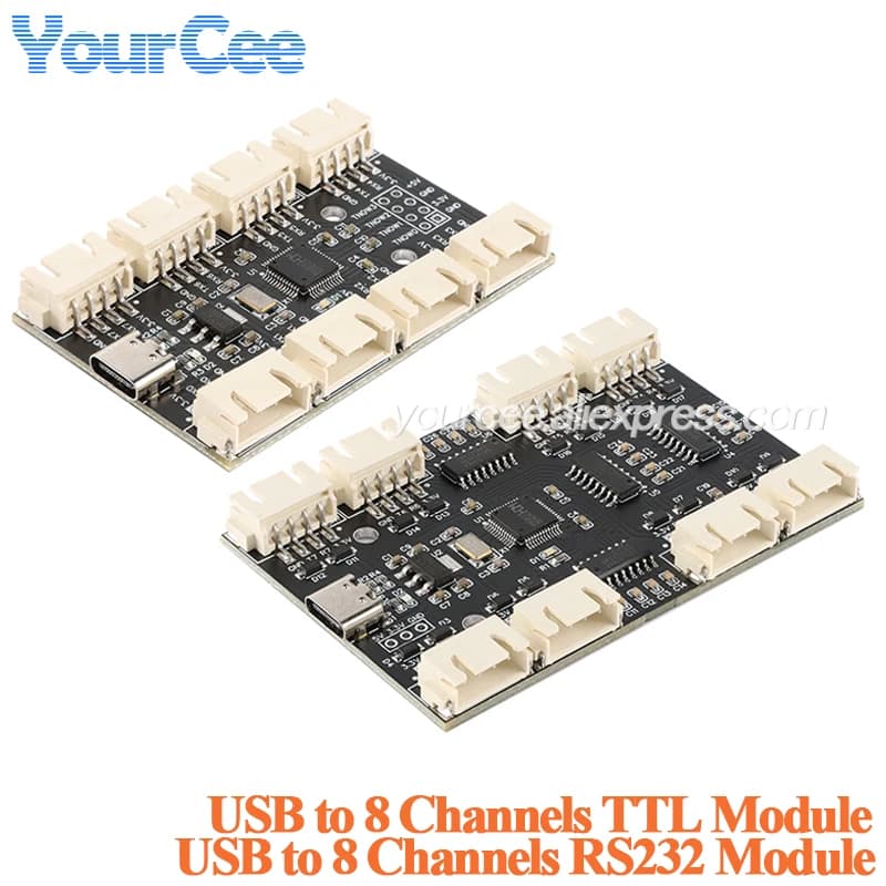 Modulo porta seriale da USB a 8 canali TTL / RS232 CH348 Scheda di espansione UART multi-vie da tipo C a 8 PCB hub TTL