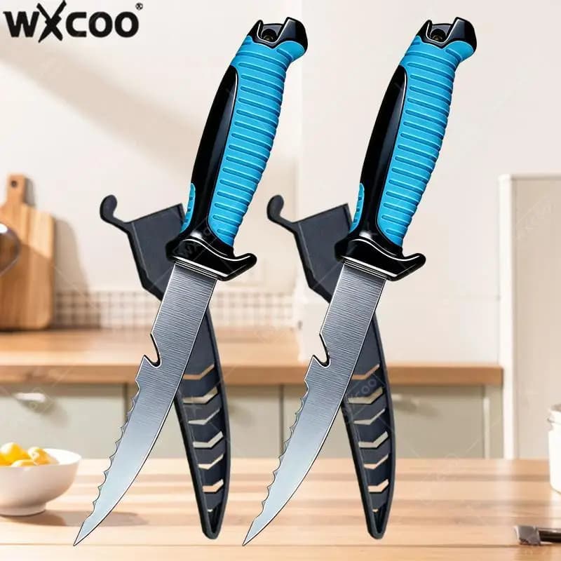 Coltello per Sfilettare Pesce in Acciaio Inox con Coprilama, Ultra Affilato, Multifunzionale per Cucina
