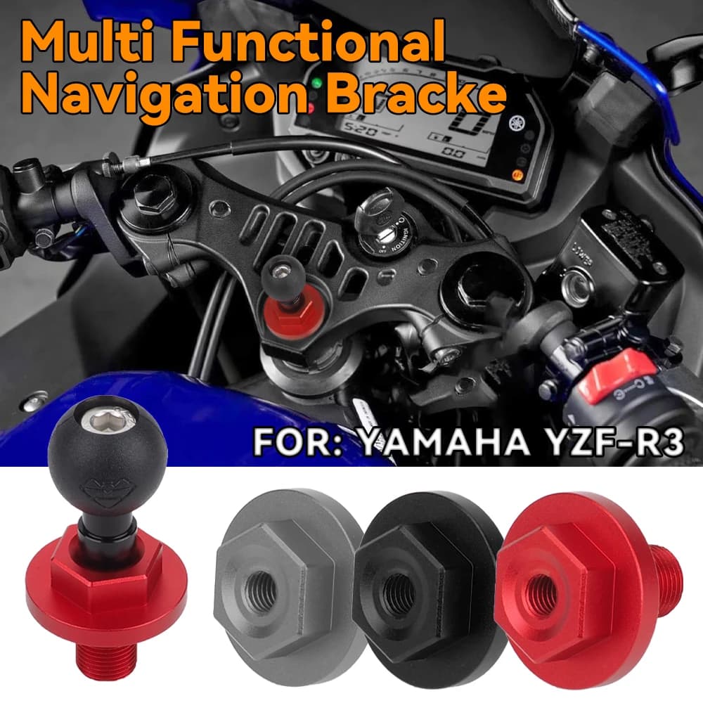 For YAMAHA YZF-R3 CNC Multi-functional Navigation Base Mobile Phone Moun Action Camera Dashboard Camera Bracket Center screw