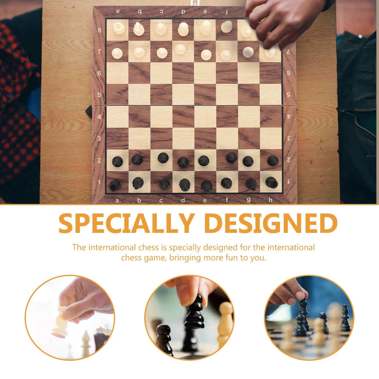Set di Scacchiera Internazionale Pieghevole in Legno, Design Leggero ed Educativo, Gioco di Dama Portatile per Divertimento Familiare