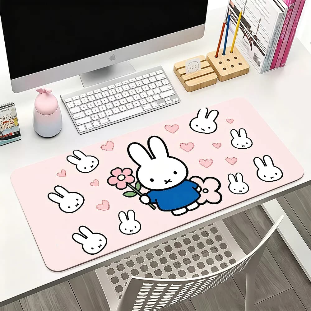 Tappetino per mouse Cartoon M-Miffy per ufficio, gaming e tastiere, antiscivolo, grande, impermeabile