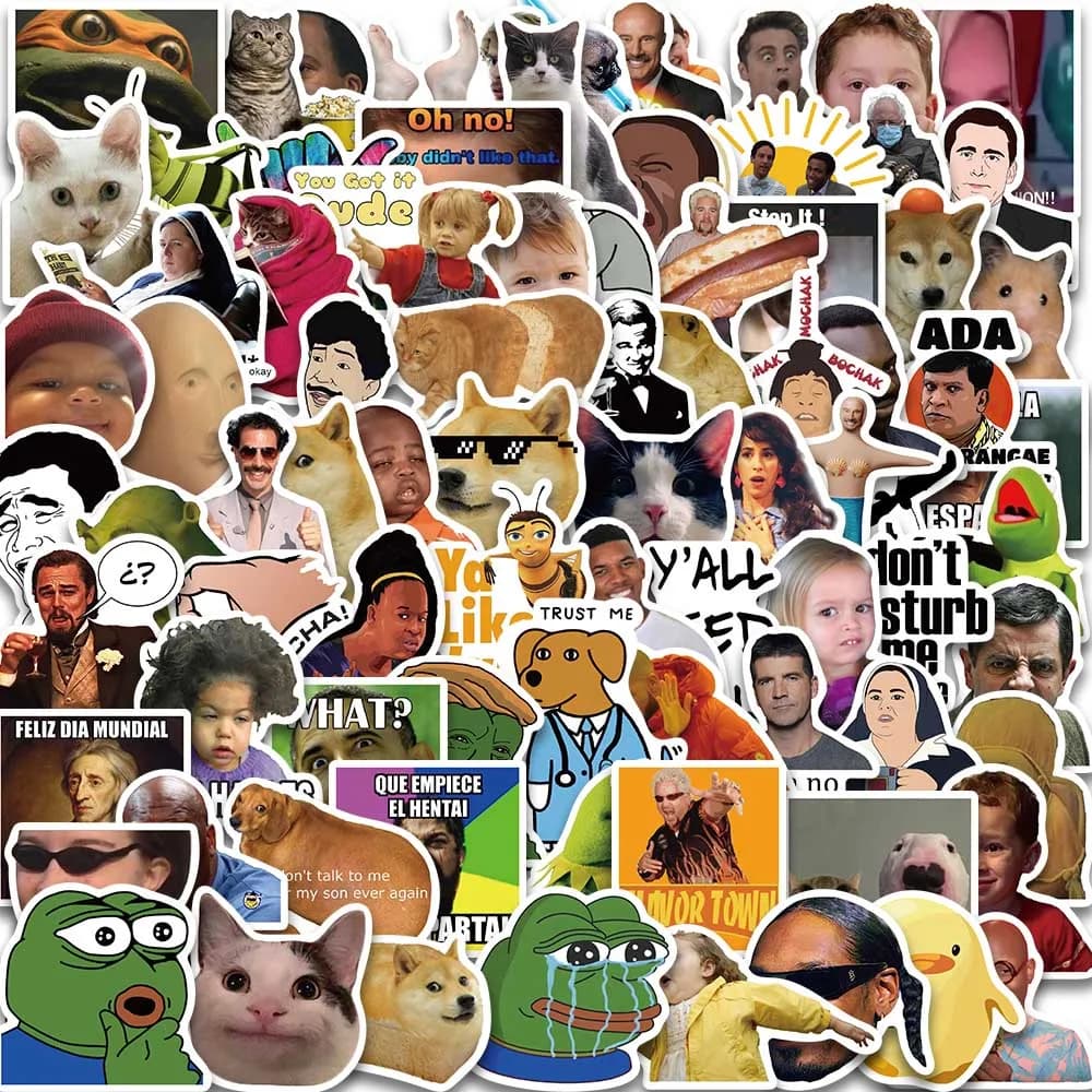 50/100/150 Pz/pacco Divertente MEME Gatto Fresco Adesivo Moto Laptop Telefono Valigia Notebook Bottiglia di Auto Giocattolo Alla Moda Decalcomania adesivo giocattolo