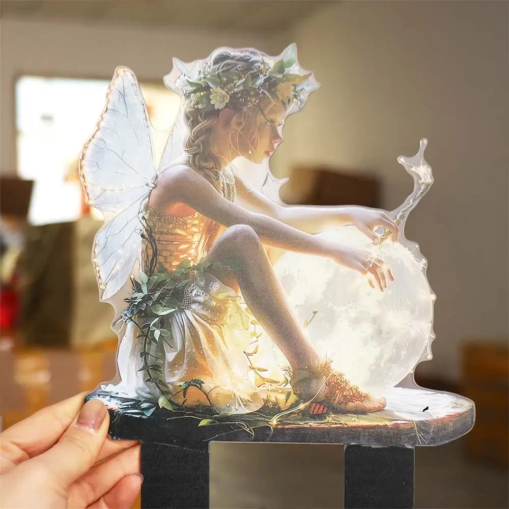 Mini figurine di fata acrilica che catturano la palla leggera Design creativo di statue di fata dei fiori Sculture carine multifunzionali