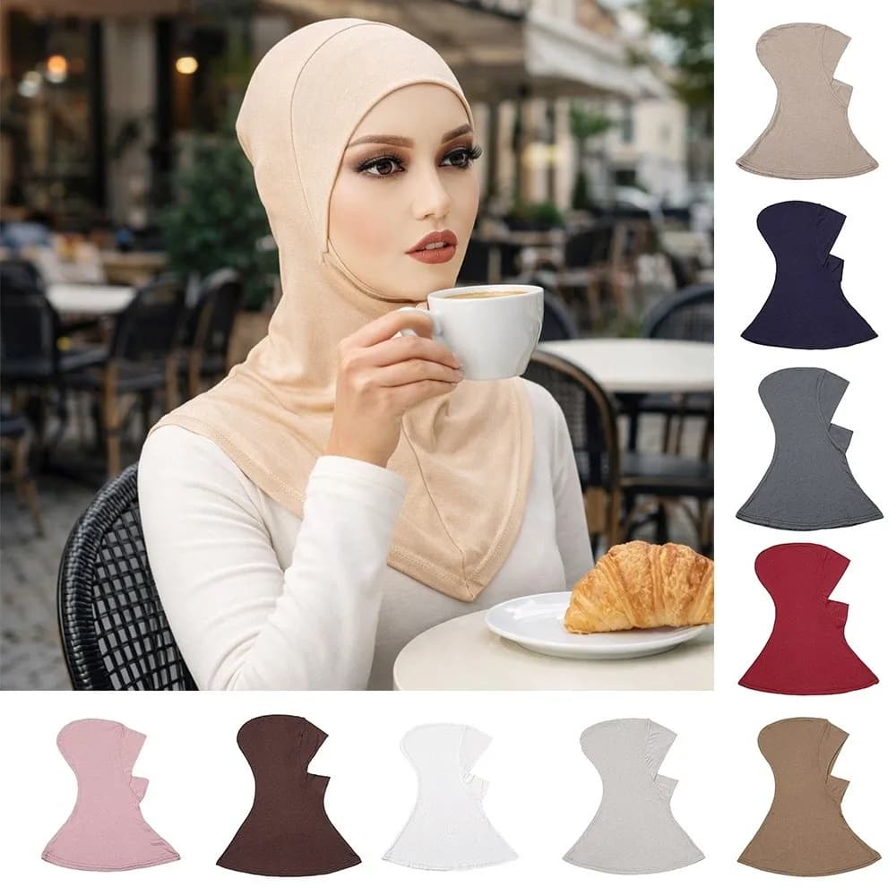Comodi Copricapi Hijab Integrali in Cotone Morbido, Cappello Islamico Elastico e Traspirante, Sottocapo per Perdita di Capelli