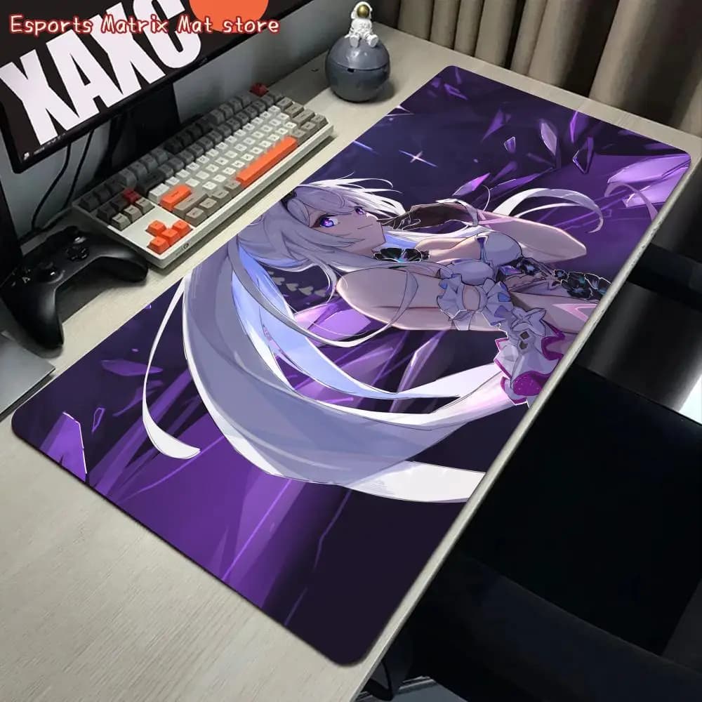 Tappetino per mouse con personaggi anime di Star Rail, motivo viola chiaro, antiscivolo, impermeabile, per computer, laptop, accessori per giocatori