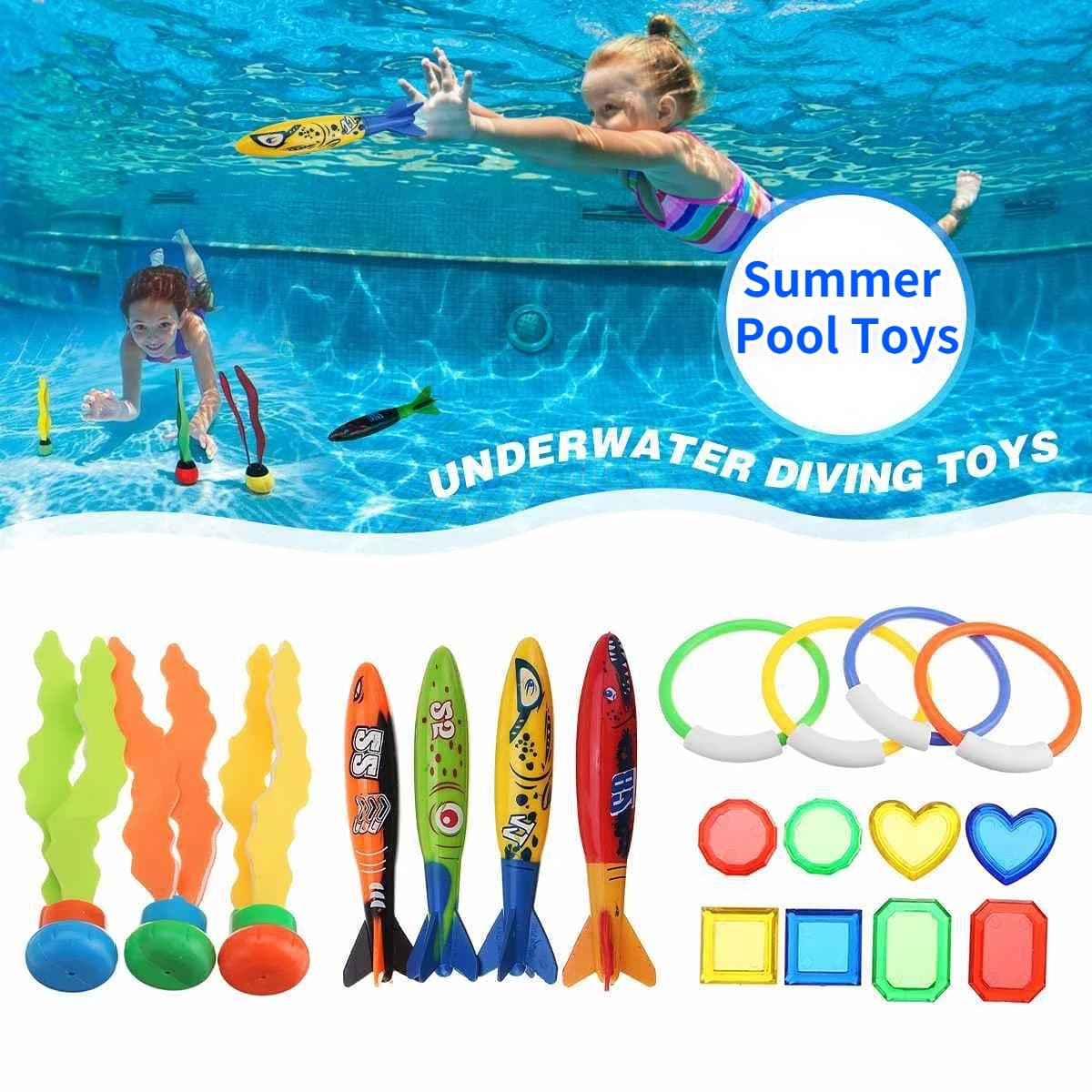 Kids summer shark rocket launch toy pool dive game fun games in water pool toys educational bath toys for baby water gifts