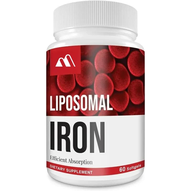 Women's iron supplement, containing folic acid and vitamin B12, 60 capsules for energy support for adult iron deficiency