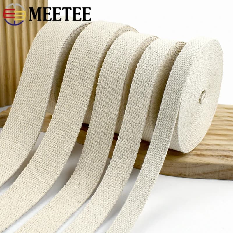 2-20Meters 10-50mm Cotton Webbing Tapes Thicked Canvas Ribbon Band Backpacks Strap Garment Decoration DIY Sewing Accessories
