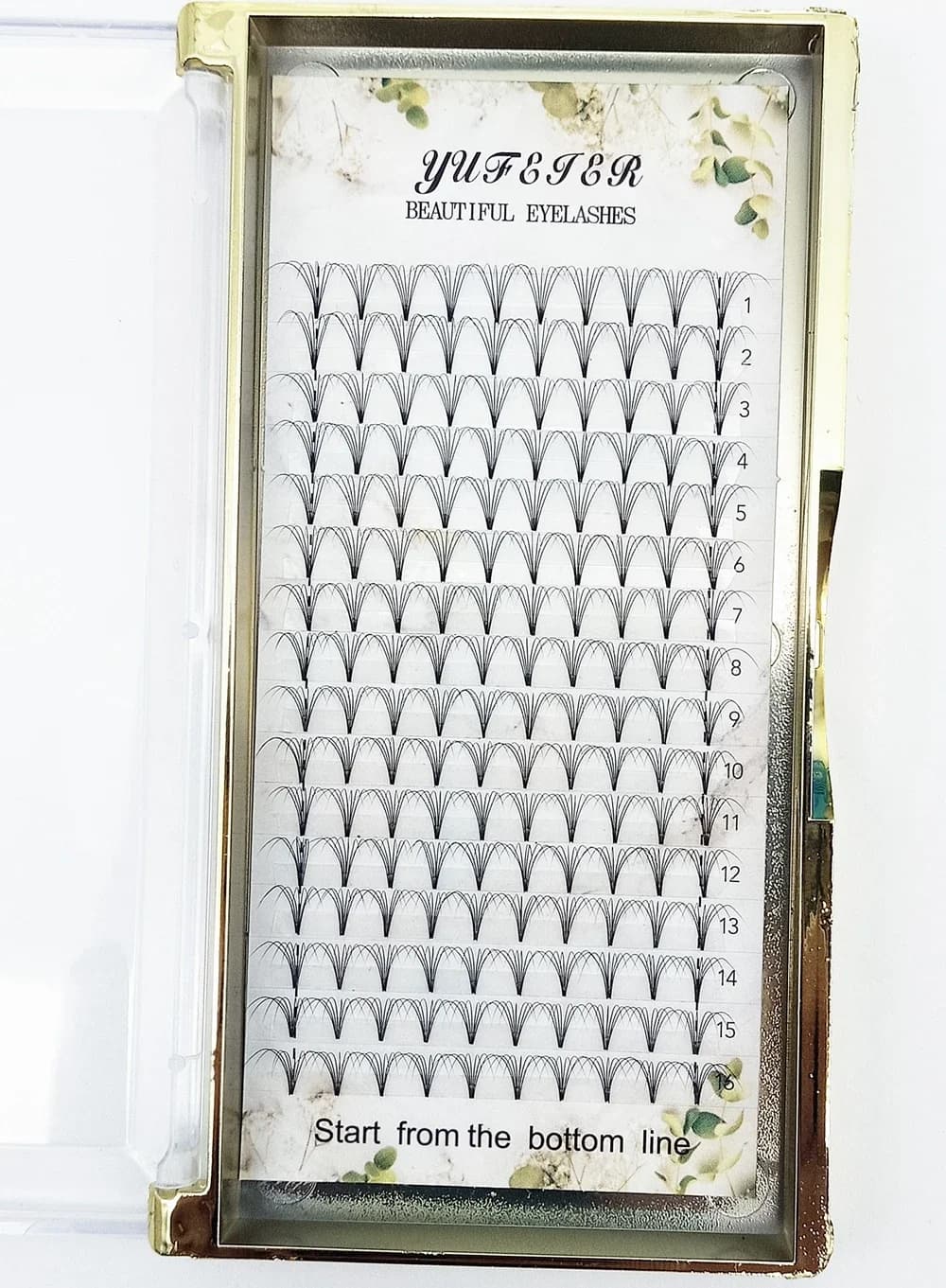 HBZGTLAD 16 Linee Ventole di volume preconfezionate 5D-20D Lash Volume russo Estensioni ciglia a stelo corto Estensione ciglia pre-made Visone finto